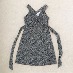 LOFT Black and White Design Fit and Flare Dress